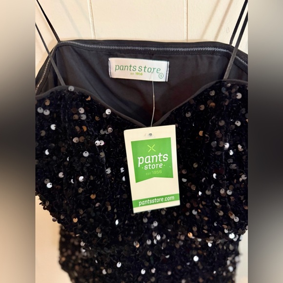 PANTS STORE NWT Black Sequin Party Evening Top, Size S - Picture 3 of 9